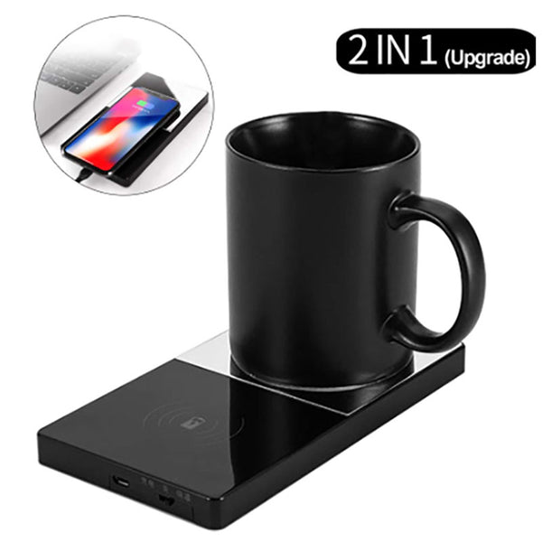 2 In 1 Heating Mug Cup Warmer Electric Wireless Charger.