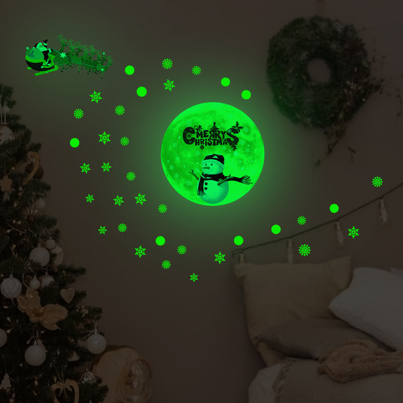 Luminous Moon Snowflake Christmas Wall Sticker