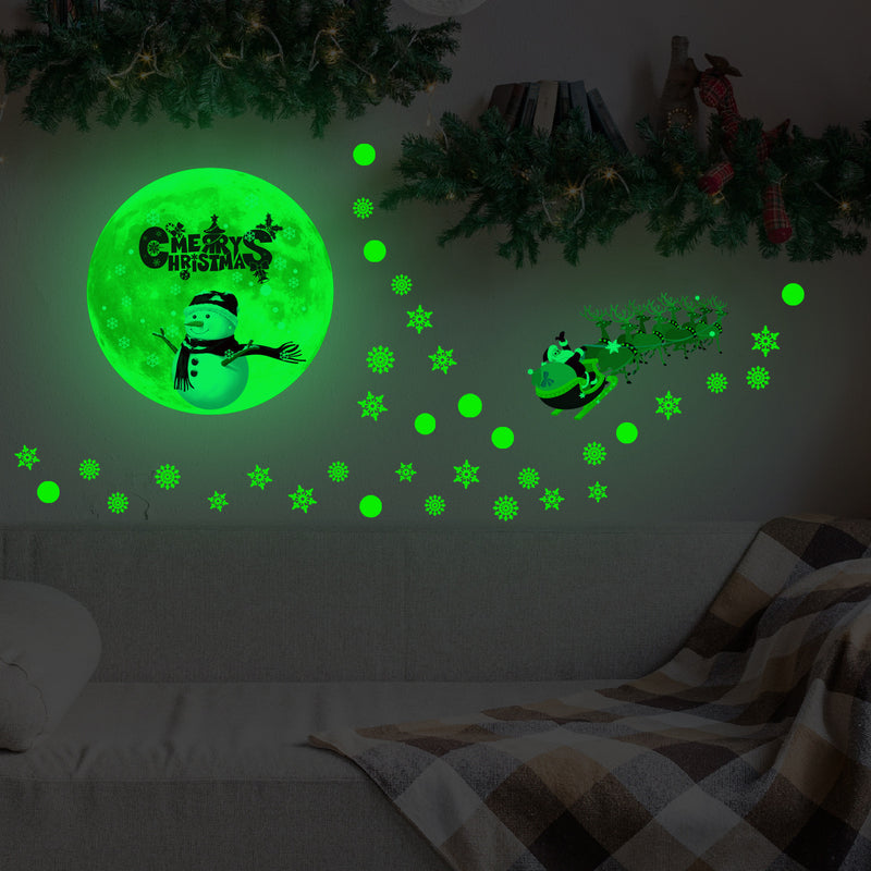 Luminous Moon Snowflake Christmas Wall Sticker