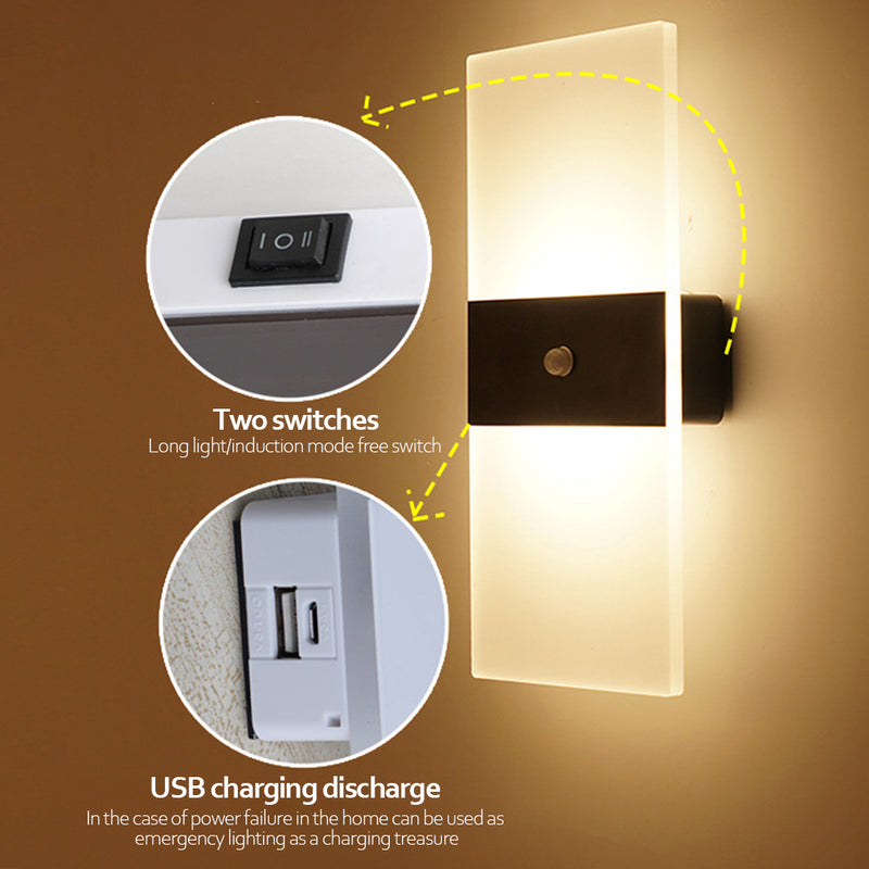 Home Indoor Motion Sensor Lighting USB Rechargeable Wall Lights.