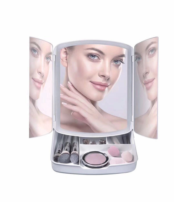 Tri-fold LED Makeup Mirror Touch